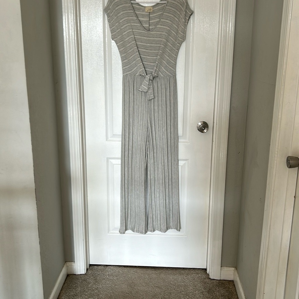 Gray Striped Jumpsuit